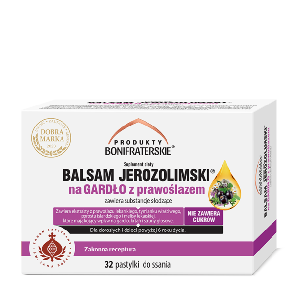 BALSAM JEROZOLIMSKI® na GARDŁO z prawoślazem 32 pastylki do ssania