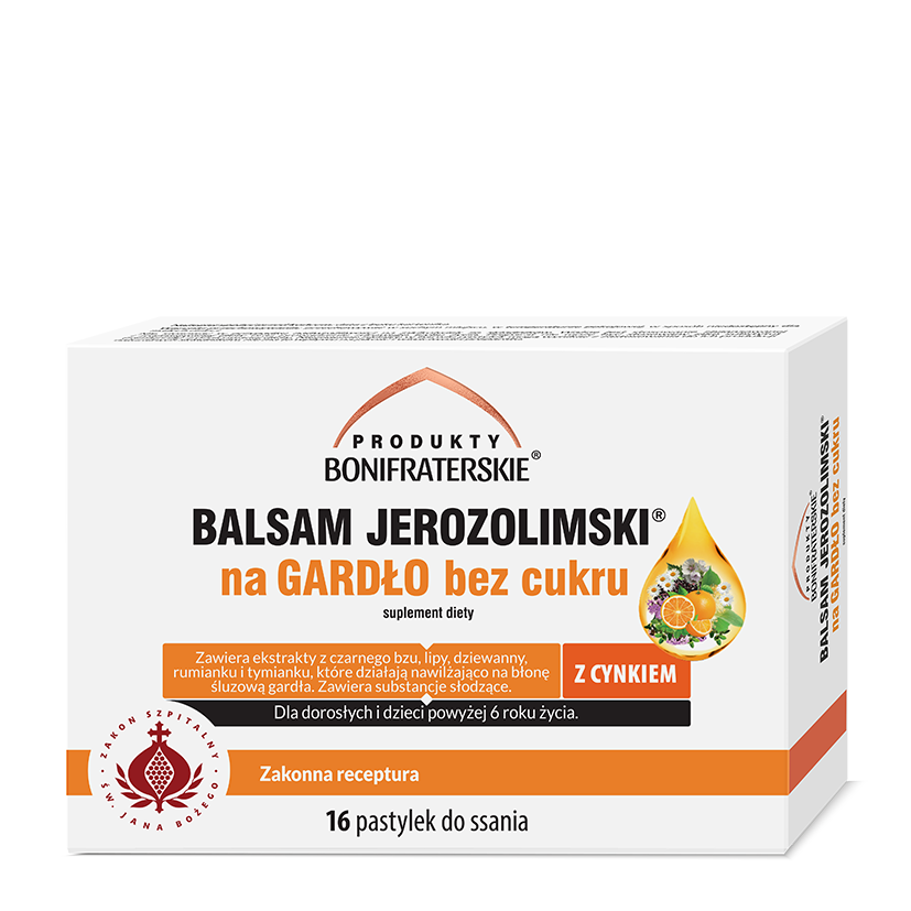BALSAM JEROZOLIMSKI® na GARDŁO bez cukru 16 pastylek do ssania
